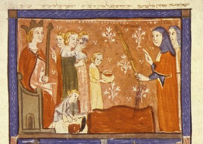 Plague of Blood, the First of the Ten Plagues of Egypt, Illustration from the Sarajevo Haggadah by Spanish School