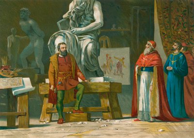Pope Julius II visits the workshop of Michelangelo by Spanish School