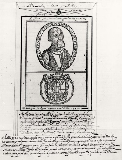 Portrait of Hernando Cortes (1485-1547) and His Arms by Spanish School