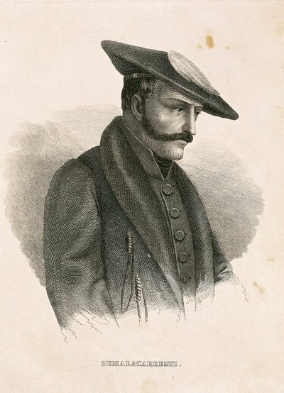Portrait of Tomas Zumalacarregui, character from the Spanish Campaign or War of Independence and First Carlist War (engraving) by Spanish School