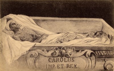 Postcard of the mummy of Charles V in the Escorial, Madrid by Spanish School