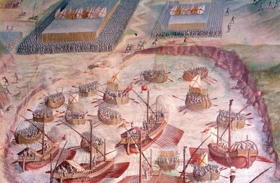 Regatta of Spanish galleons during an expedition to the Acores in 1582 under Philip II by Spanish School