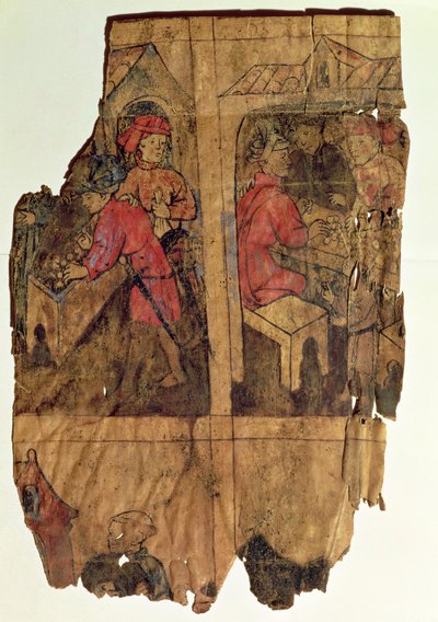 Scenes of banking operations, page from a manual by Spanish School