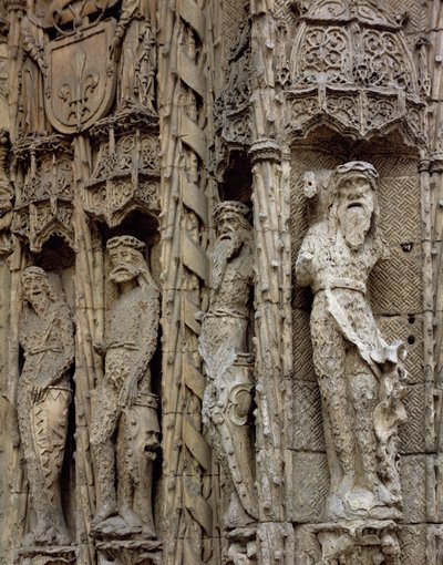 Sculptural detail of the left jamb of the entrance facade by Spanish School