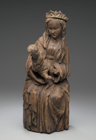 Seated figure of the Virgin holding the Christ child by Spanish School