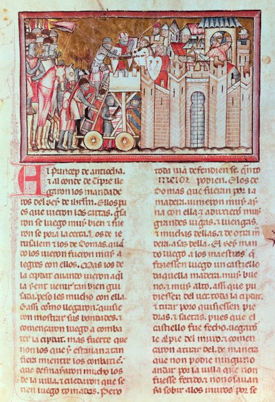 Siege and assault of the city of Belina, defended by King Aynart (Gran conquista de ultramar) by Spanish School