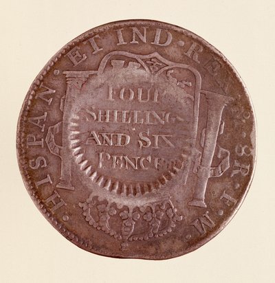 Silver Coin (8 Reales) from Spain: Reign of Charles III (1777 with Countermark of 1787) by Spanish School