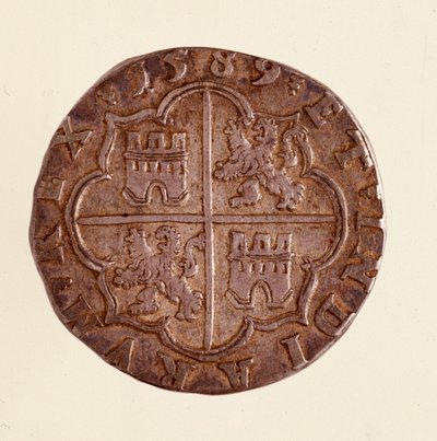 Silver coin (8 reales) from Spain: reign of Philip II (1556-1598). 1589 Diameter 3.5 cm by Spanish School