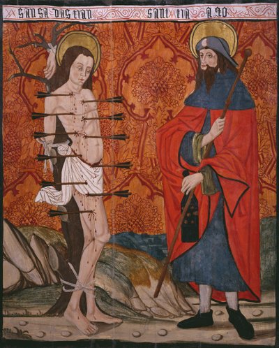 St. Sebastian and St. James the Great, panel from the Church San Andres of Tortura by Spanish School