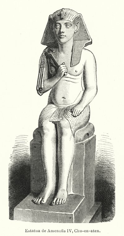 Statue of the Ancient Egyptian Pharaoh Amenhotep IV (Akhenaten) by Spanish School