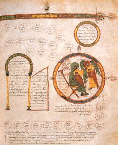 The Annunciation to Mary and the Genealogy of Jesus, from the Visigothic-Mozarabic Bible of St. Isidores, A.D. 960 by Spanish School