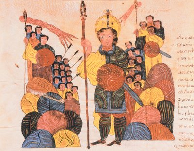 The Defeat of Goliath, from the Visigothic-Mozarabic Bible of St. Isidores, A.D. 960 by Spanish School