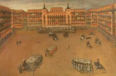 The Main Square in Madrid during the Festival of the Great Bull by Spanish School