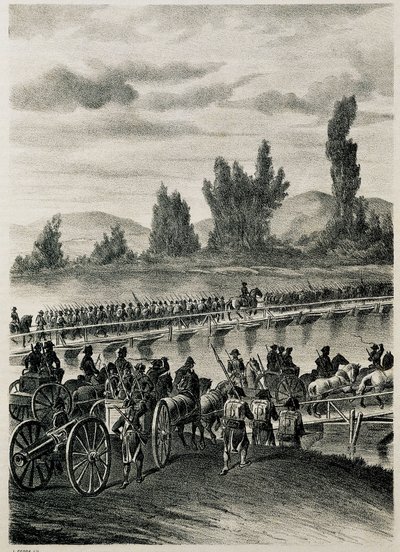 The Troops of the Napoleonic French Army Cross the River of Bidasoa by Spanish School