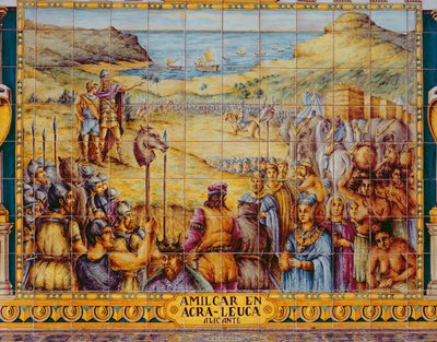 Tiles Depicting the Disembarkation of Hamilcar and His Son Hannibal at Akra Leuce During the First Punic War (264-241 BC) by Spanish School
