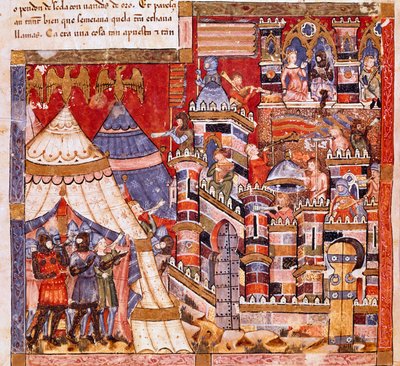 Trojan War: the city of Troy and the Greek encampment (detail) by Spanish School