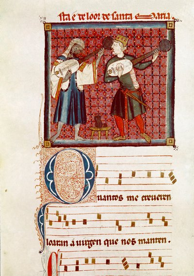 Two Musicians, One Moorish and the Other is Spanish Christian (detail) by Spanish School