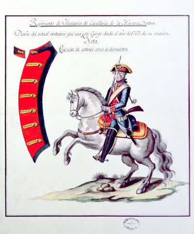 Uniform of the Volunteers of the Havana Cavalry Regiment, 1763 by Spanish School