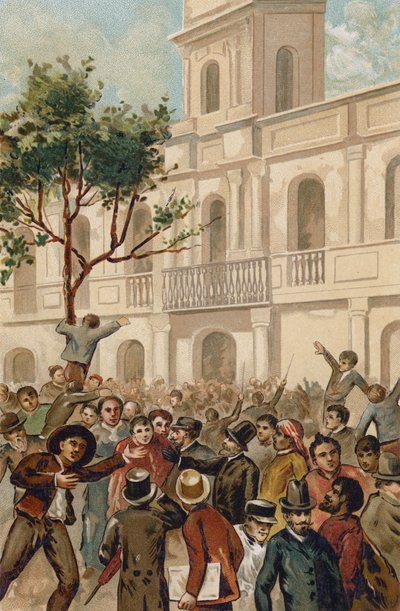 Uprising against President Juarez Celman of Argentina, Buenos Aires, 1890 by Spanish School
