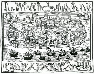 View of Lisbon from Libro de Grandezas y cosas Memoralder de Espana by Pedro Medina, 1548 by Spanish School