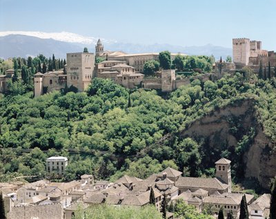 View of the Palace of the Alhambra from the north-east, 14th-16th century by Spanish School
