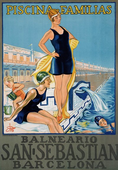 Vintage Barcelona Spa Resort Poster by Spanish School