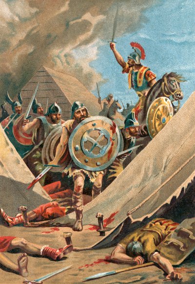 Viriathus in battle by Spanish School