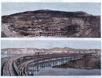 Wharf and Perspective of the Compania Mines of Rio-Tinto, Huelva, Spain by Spanish School