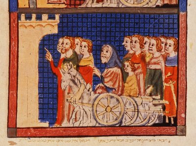 The Expulsion, Catalonia, from the Sarajevo Haggadah by Spanish School