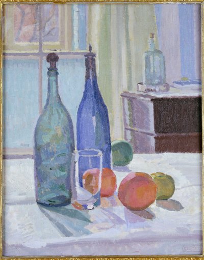 Blue and Green Bottles and Oranges by Spencer Frederick Gore