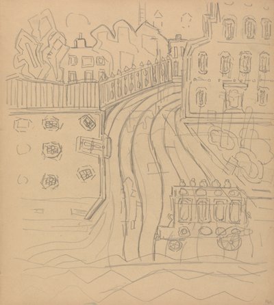 Cave of the Golden Calf: City Street with Omnibus by Spencer Frederick Gore