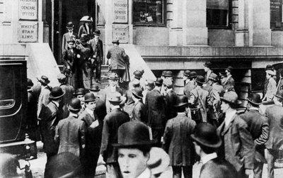 Anxious Crowds Outside the White Star Line Office by Sport and General