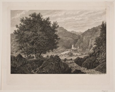 Mountain Landscape with a Church by Søren Henrik Petersen