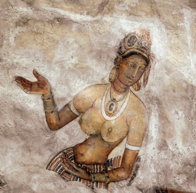 View of the maid (fresco of the lion rock, 5th century) by Sri Lankan School