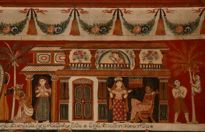 Wall Painting Depicting a Singhalese House in the Subdharama Temple, Dehiwala by Sri Lankan School