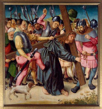 Christ rising to Calvary (carrying the cross) by St Germain des Pres master