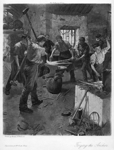 Forging the Anchor, 20th century by Elizabeth Adela Stanhope Forbes