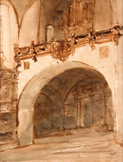 Interior of a Church. View of the Vestibule and Choir Loft by Stanisław Noakowski