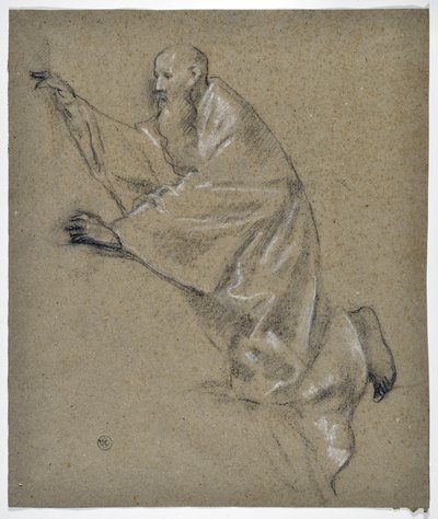 Study of Man Drape, Kneeling by Stanislas Torrents y de Amat