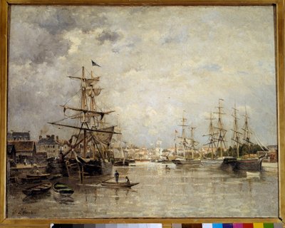 The Port of Caen by Stanislas Victor Edouard Lepine