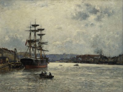 The Port of Caen by Stanislas Victor Edouard Lepine