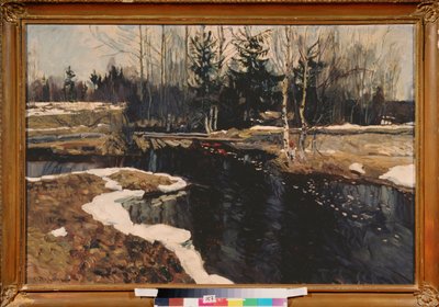 A Spring Stream. Painting by Stanislav Yulianovich Zhukovsky by Stanislav Joulianovitch Joukovski