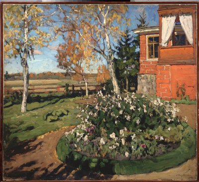 A Flower Bed (In Front of a House and a Countryside Landscape) by Stanislav Joulianovitch Joukovski