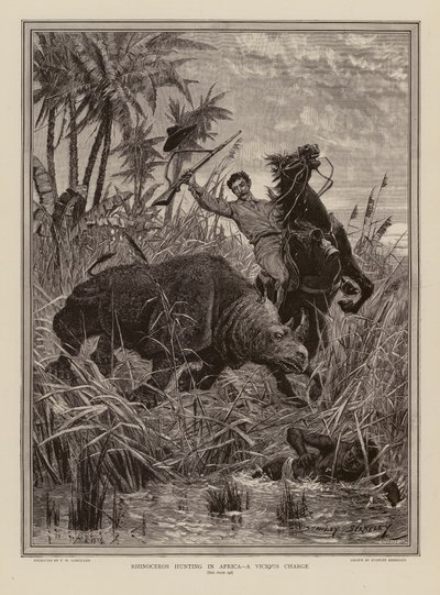 Rhinoceros Hunting in Africa by Stanley (after) Berkeley