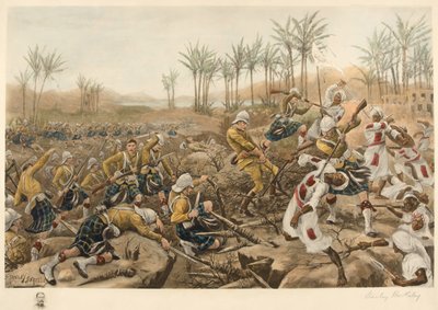 The Cameron Highlanders taking a stockade, Atbara, 8 April 1898 by Stanley Berkeley