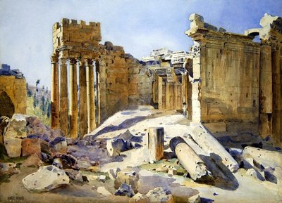 Ruins at Baalbek, c.1905 by Stanley Inchbold