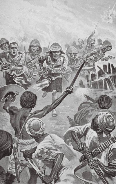 Camerons Rushing the Zareba at the Atbara by Stanley L. (after) Wood