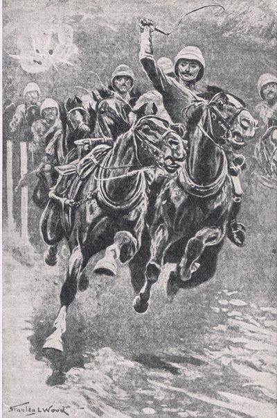 Lieutenant Maclaine Bringing Up the Guns at Maiwand, 17th July 1880 (Illustration from British Battles on Land and Sea, 1915) by Stanley L. Wood