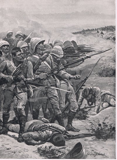The Square at Abu-Kru, 19th January 1885 (Illustration from British Battles on Land and Sea, 1915) by Stanley L. Wood