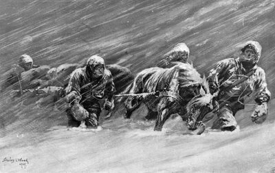 The Trek During the Snowstorm, 1909 by Stanley L Wood